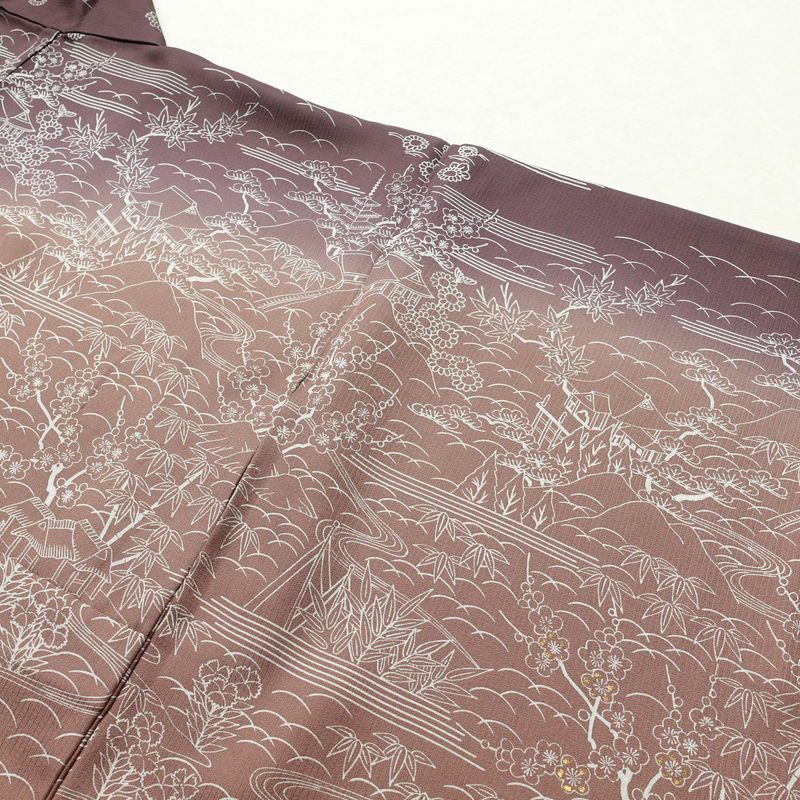 付け下げ 美品 正絹 箔 古典柄 附下 身丈164cm 裄丈69cm 着物 袷仕立て 紫・藤色_画像33