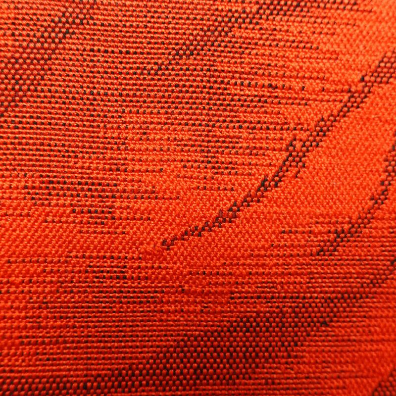 名古屋帯 六通柄 正絹 紬地 幾何学柄・抽象柄 通し仕立て 赤・朱_画像5