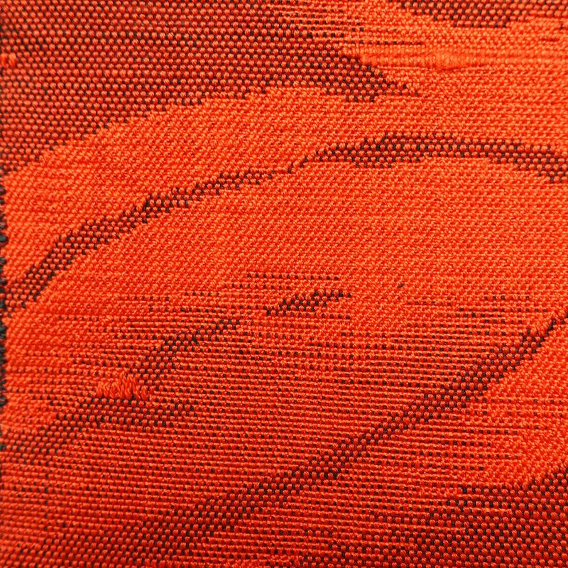 名古屋帯 六通柄 正絹 紬地 幾何学柄・抽象柄 通し仕立て 赤・朱_画像7