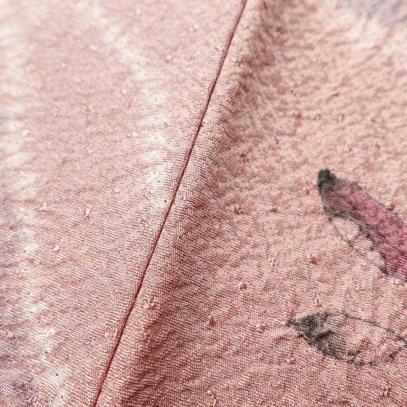 小紋 辻が花 良品 絞り 正絹 古典柄 身丈166cm 裄丈66.5cm 袷仕立て ピンク_画像11