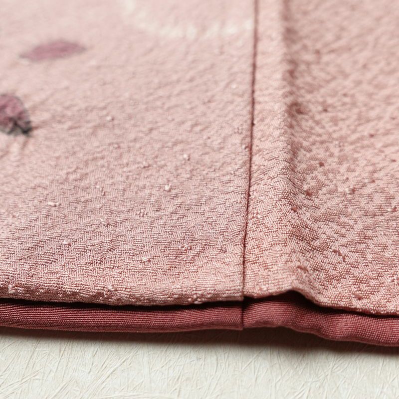 小紋 辻が花 良品 絞り 正絹 古典柄 身丈166cm 裄丈66.5cm 袷仕立て ピンク_画像13