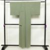 小紋 良品 墨流し 縮緬 正絹 流水・波柄 身丈155.5cm 裄丈63cm 袷仕立て 緑・うぐいす色_画像2