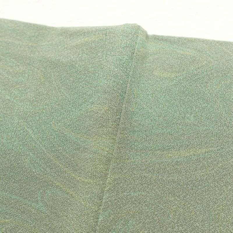 小紋 良品 墨流し 縮緬 正絹 流水・波柄 身丈155.5cm 裄丈63cm 袷仕立て 緑・うぐいす色_画像19