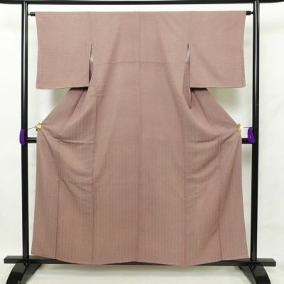 小紋 良品 しつけ糸付き 正絹 古典柄 身丈158cm 裄丈64cm 袷仕立て 小豆・エンジ
