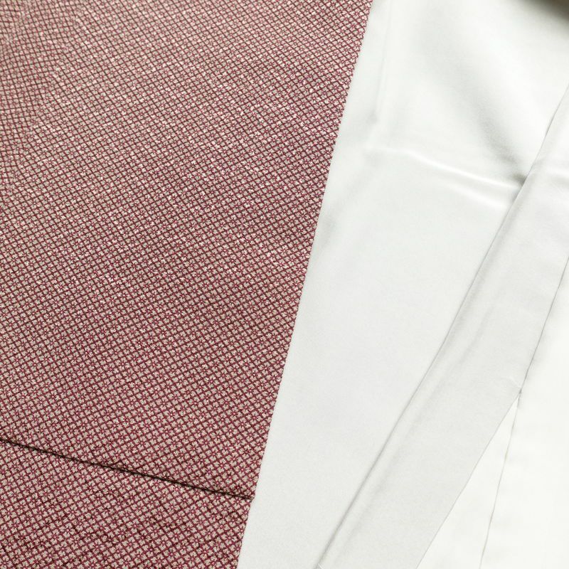 小紋 良品 しつけ糸付き 正絹 古典柄 身丈158cm 裄丈64cm 袷仕立て 小豆・エンジ_画像23