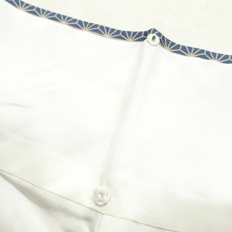 小紋 美品 しつけ糸付き 縮緬 着物 正絹 身丈157.5cm 裄丈64cm 古典柄 袷仕立て 青・紺_画像23