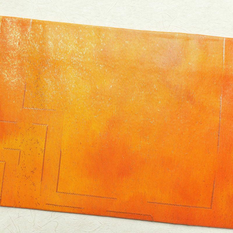 名古屋帯 六通柄 良品 正絹 幾何学柄・抽象柄 名古屋仕立て 橙_画像17