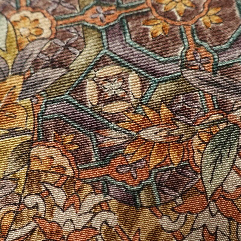 小紋 美品 しつけ糸付き 縮緬 正絹 幾何学柄・抽象柄 身丈160cm 裄丈67.5cm 袷仕立て 多色使い_画像7