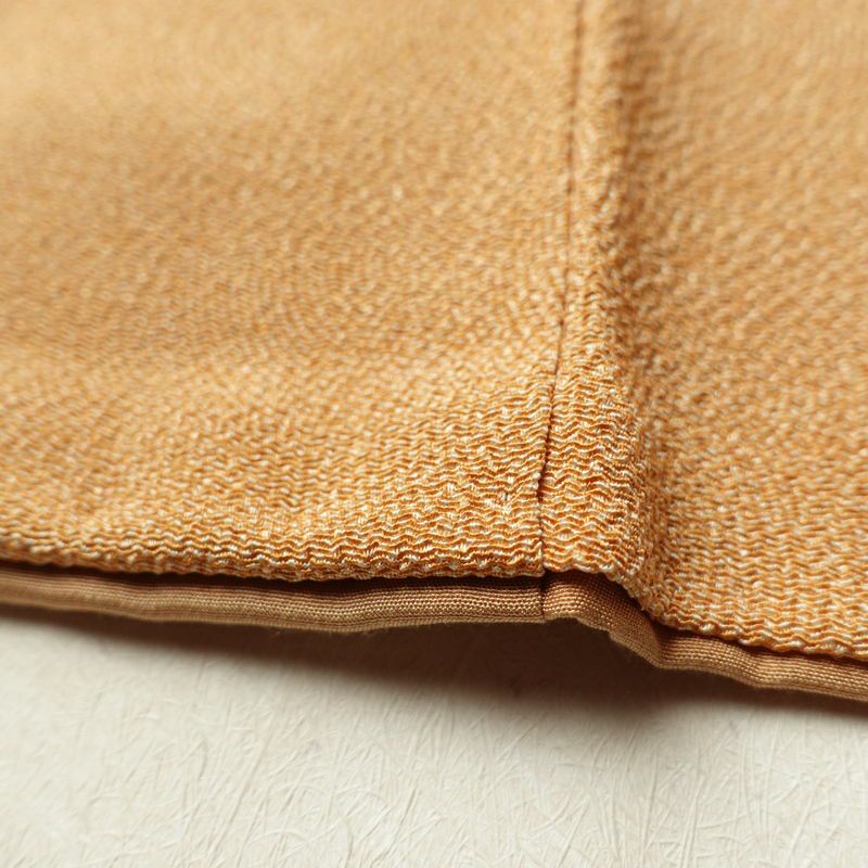 小紋 鮫小紋 縮緬 正絹 古典柄 袷仕立て 身丈162.5cm 裄丈64cm 黄・黄土色_画像12