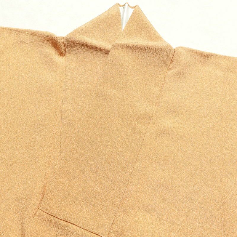 小紋 鮫小紋 縮緬 正絹 古典柄 袷仕立て 身丈162.5cm 裄丈64cm 黄・黄土色_画像21