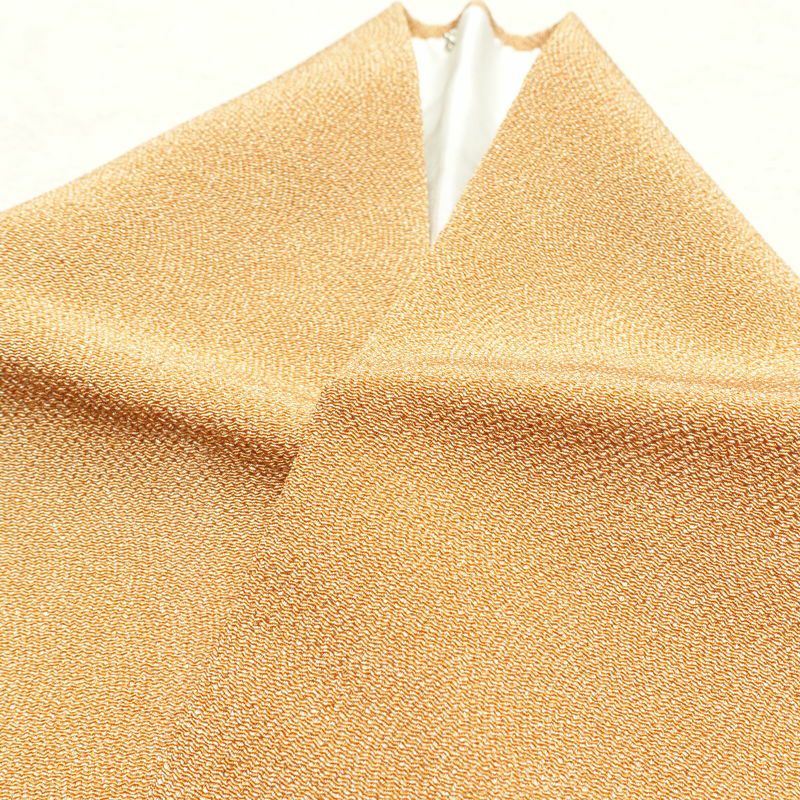 小紋 鮫小紋 縮緬 正絹 古典柄 袷仕立て 身丈162.5cm 裄丈64cm 黄・黄土色_画像23