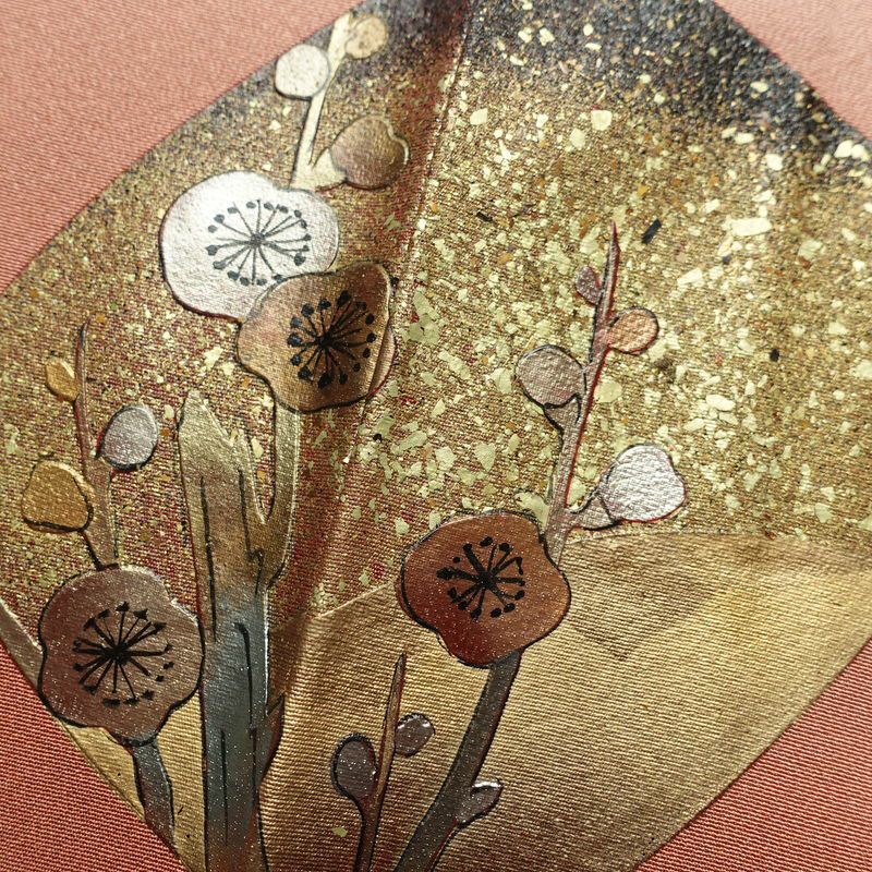 色留袖 良品 しつけ糸付き 一つ紋付き 身丈159.5cm 裄丈65.5cm 落款入り 縮緬 共八掛 箔 正絹 古典柄 袷仕立て 茶_画像19