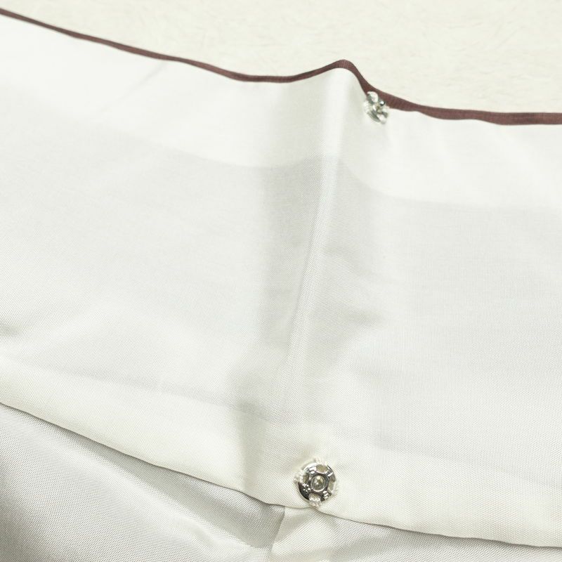 訪問着 良品 正絹 刺繍 木の葉・植物柄 身丈161cm 裄丈66cm 縞柄 袷仕立て 小豆・エンジ_画像31