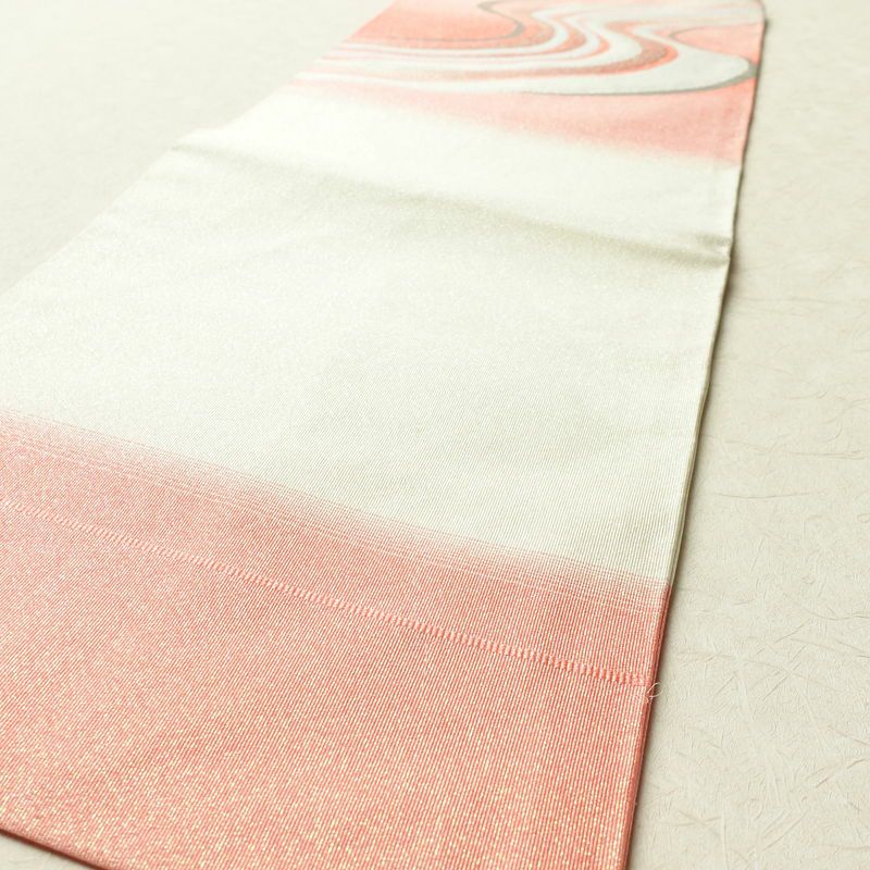 名古屋帯 太鼓柄 良品 正絹 流水・波柄 名古屋仕立て 白_画像13