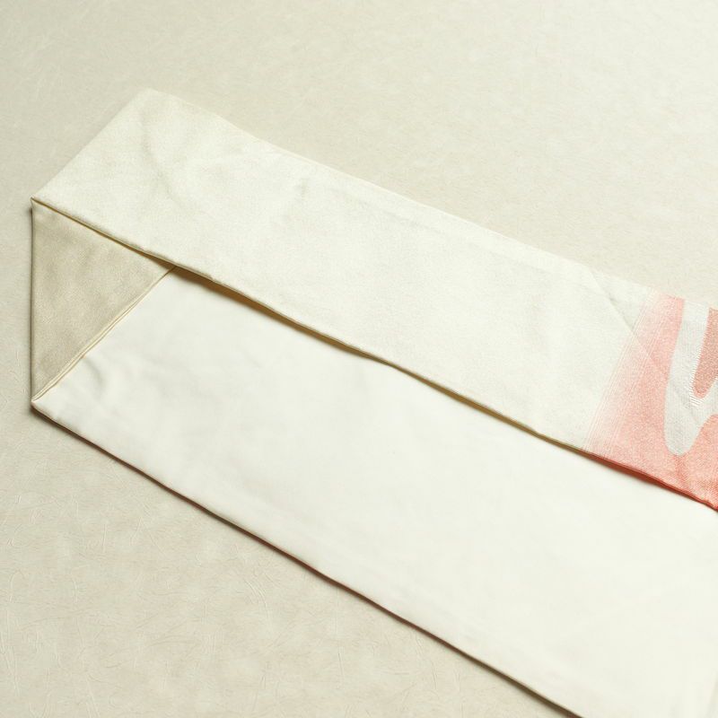 名古屋帯 太鼓柄 良品 正絹 流水・波柄 名古屋仕立て 白_画像30