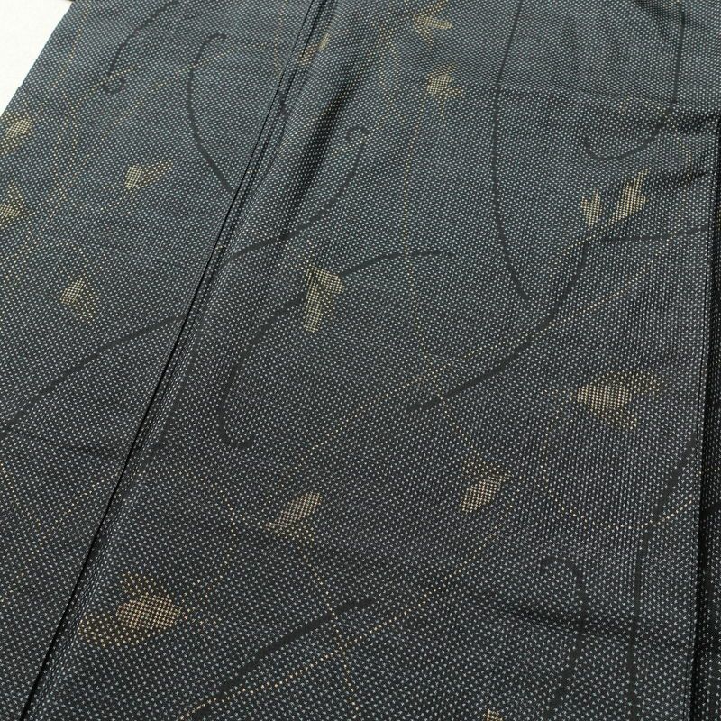 紬 正絹 木の葉・植物柄 紬着物 袷仕立て 身丈155cm 裄丈65cm 青・紺_画像5