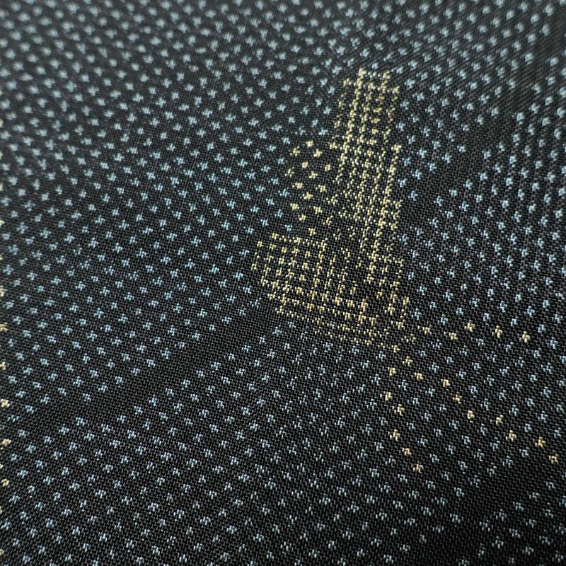 紬 正絹 木の葉・植物柄 紬着物 袷仕立て 身丈155cm 裄丈65cm 青・紺_画像7