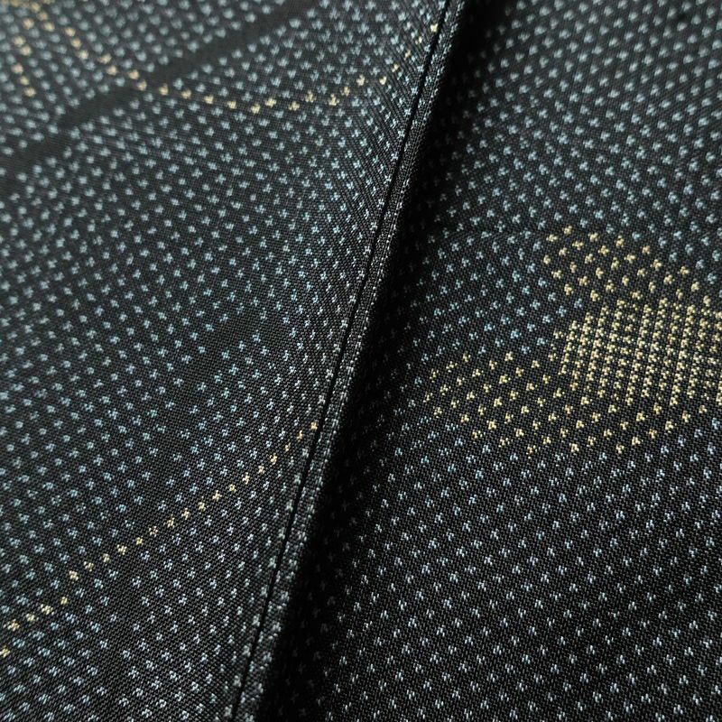 紬 正絹 木の葉・植物柄 紬着物 袷仕立て 身丈155cm 裄丈65cm 青・紺_画像9