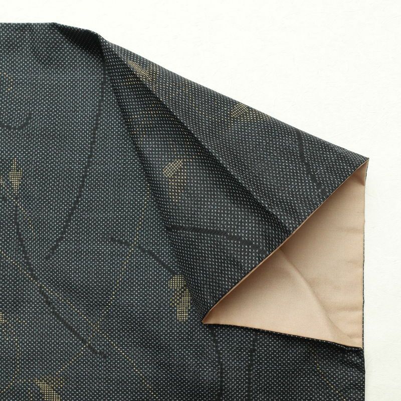 紬 正絹 木の葉・植物柄 紬着物 袷仕立て 身丈155cm 裄丈65cm 青・紺_画像15