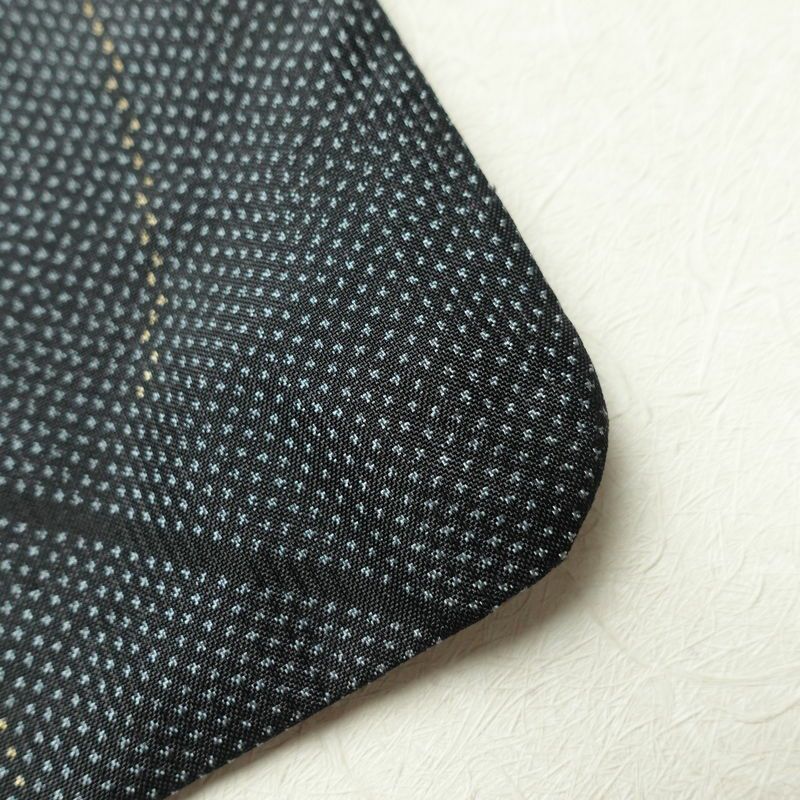 紬 正絹 木の葉・植物柄 紬着物 袷仕立て 身丈155cm 裄丈65cm 青・紺_画像17