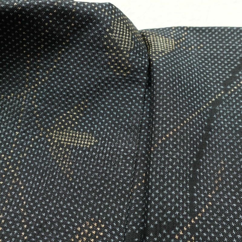 紬 正絹 木の葉・植物柄 紬着物 袷仕立て 身丈155cm 裄丈65cm 青・紺_画像22