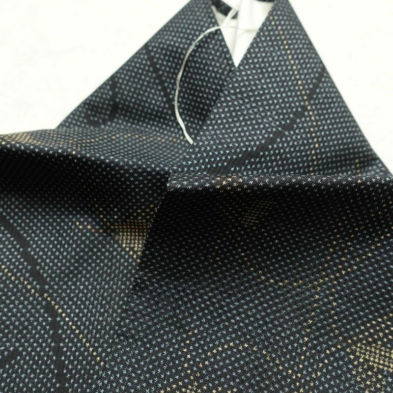 紬 正絹 木の葉・植物柄 紬着物 袷仕立て 身丈155cm 裄丈65cm 青・紺_画像23