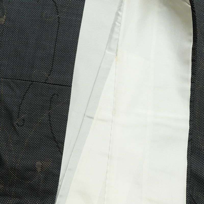 紬 正絹 木の葉・植物柄 紬着物 袷仕立て 身丈155cm 裄丈65cm 青・紺_画像24