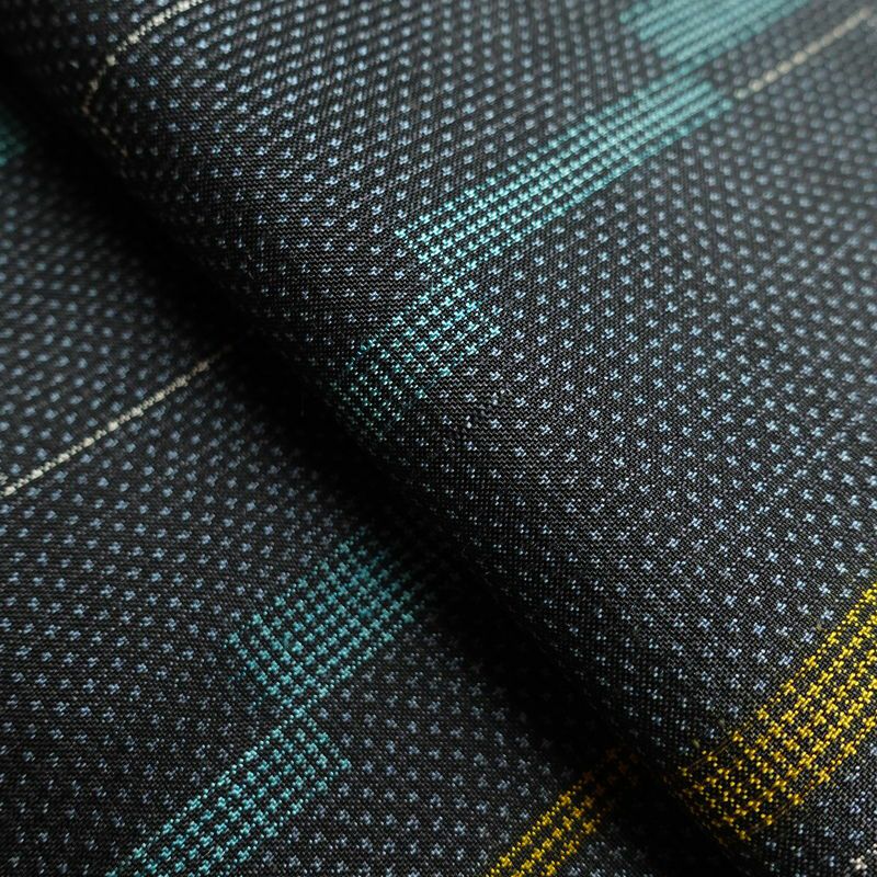 大島紬 良品 証紙あり しつけ糸付き 正絹 身丈154.5cm 裄丈63cm 縞柄・線柄 幾何学柄・抽象柄 袷仕立て 青・紺_画像28