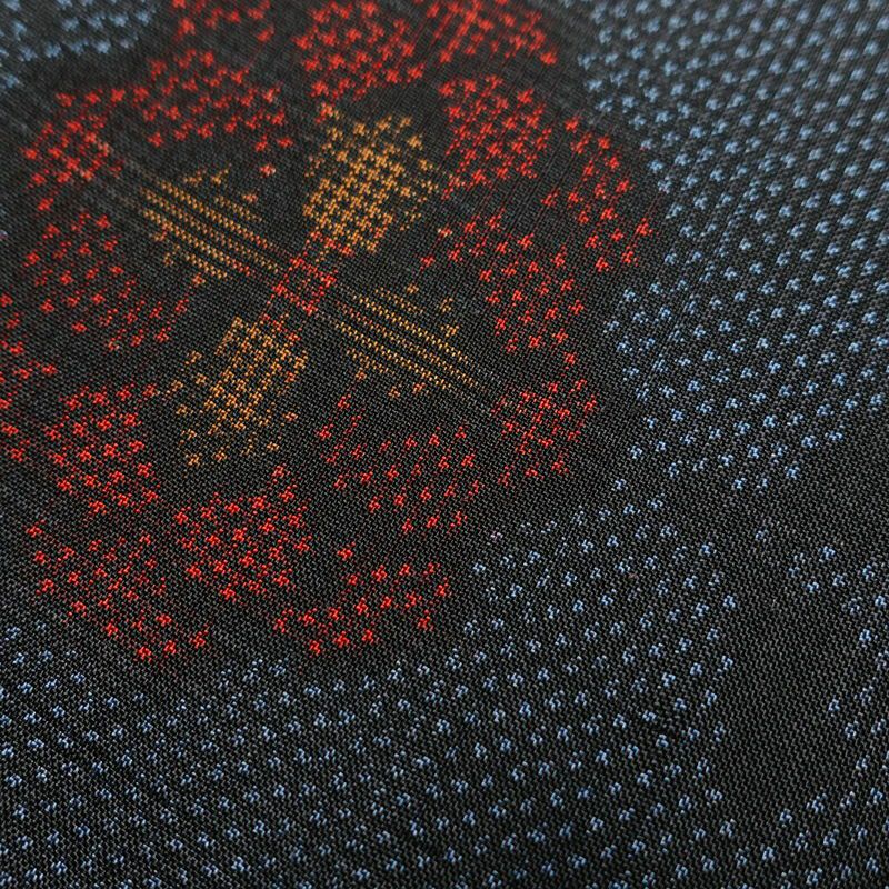 大島紬 良品 証紙あり しつけ糸付き 正絹 身丈161cm 裄丈64.5cm 花柄 袷仕立て 青・紺_画像8