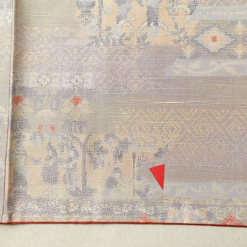 紬 良品 しつけ糸付き 正絹 幾何学柄・抽象柄 身丈166.5cm 裄丈68.5cm 袷仕立て 多色使い_画像13