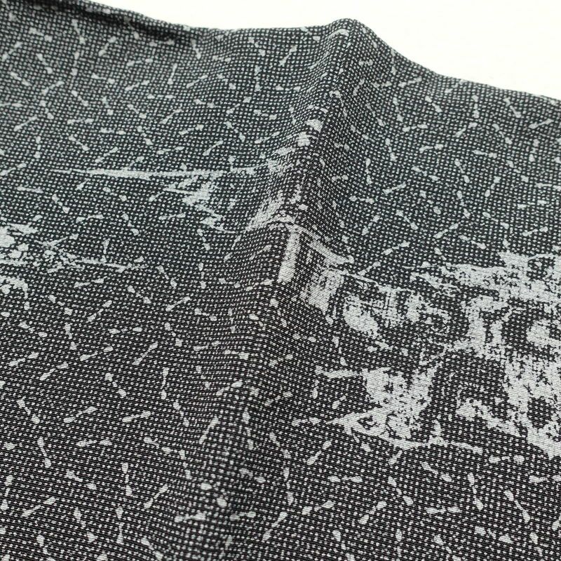 小紋 良品 ちりめん 着物 正絹 幾何学柄・抽象柄 身丈162cm 裄丈67cm 袷仕立て グレー_画像19