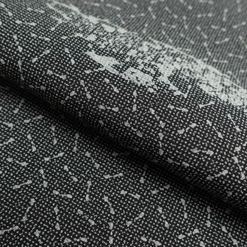 小紋 良品 ちりめん 着物 正絹 幾何学柄・抽象柄 身丈162cm 裄丈67cm 袷仕立て グレー_画像26