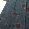 紬 正絹 紬着物 花柄 袷仕立て つむぎ 身丈155.5cm 裄丈63cm 青・紺_画像5