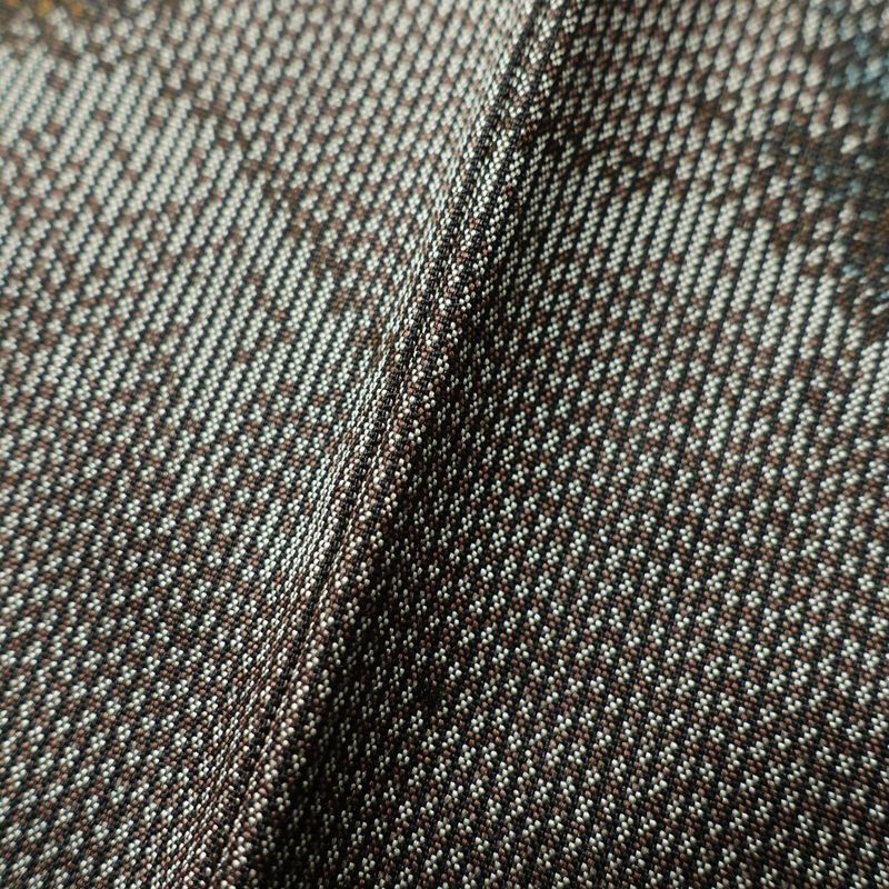 紬 良品 しつけ糸付き 着物 正絹 木の葉・植物柄 身丈158cm 裄丈65.5cm 袷仕立て 茶_画像9