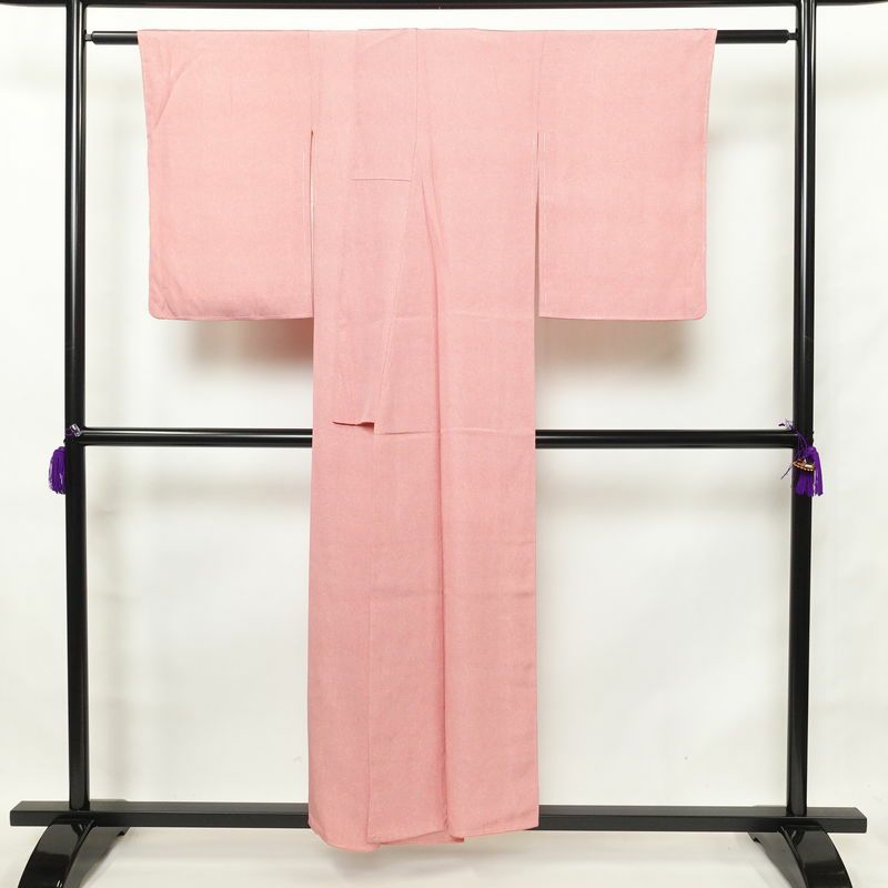 小紋 美品 鮫小紋 しつけ糸付き 正絹 身丈153.5cm 裄丈65cm 古典柄 袷仕立て ピンク_画像2