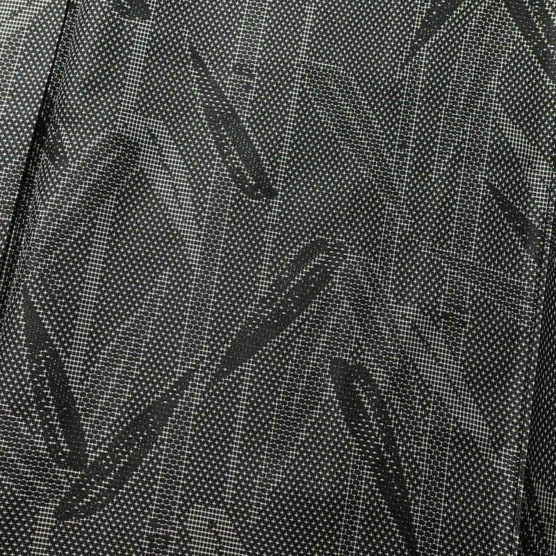 紬 美品 しつけ糸付き 正絹 木の葉・植物柄 身丈164.5cm 裄丈66.5cm 袷仕立て グレー_画像6