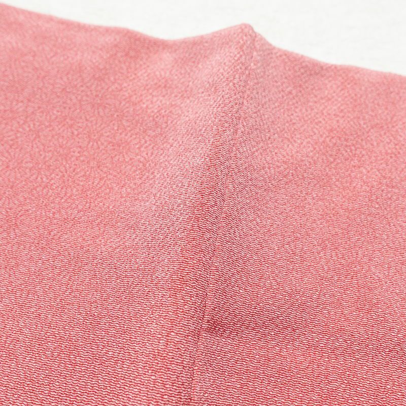 小紋 美品 しつけ糸付き 縮緬 正絹 木の葉・植物柄 身丈160.5cm 裄丈65.5cm 袷仕立て ピンク_画像19