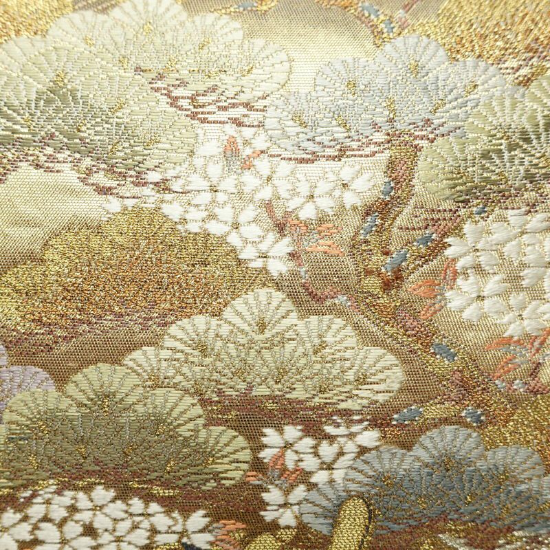 袋帯 本金箔 道長清雅文 西陣織 六通柄 フォーマル用 正絹 古典柄 ベージュ_画像5