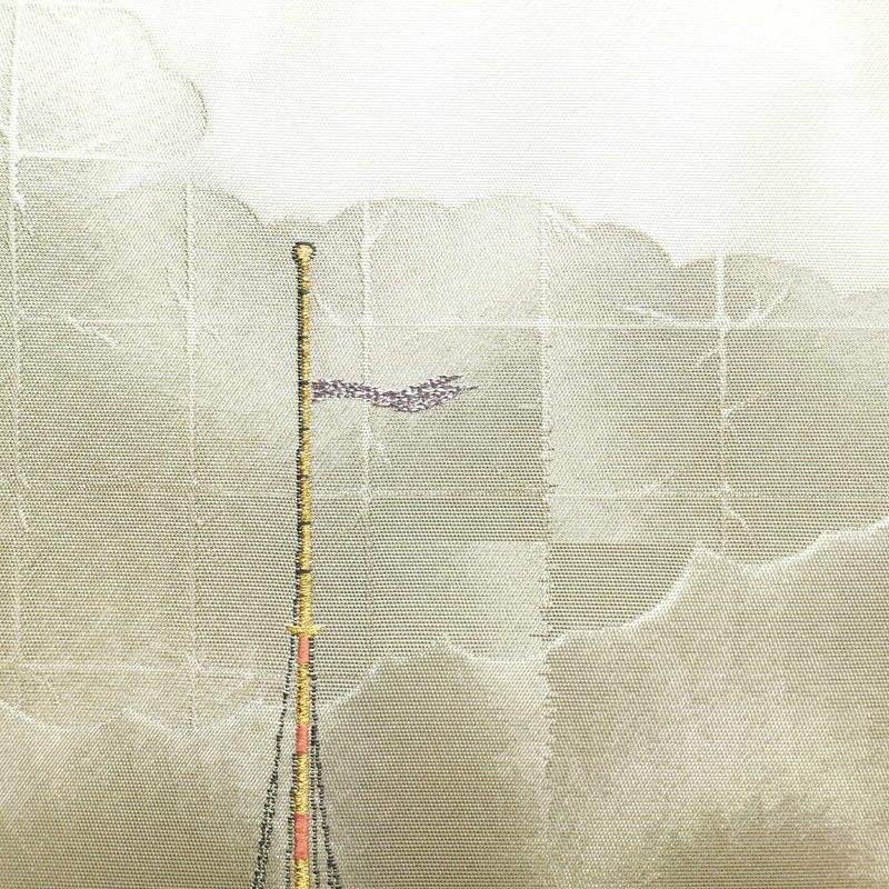 袋帯 太鼓柄 良品 フォーマル用 正絹 風景柄 クリーム_画像9