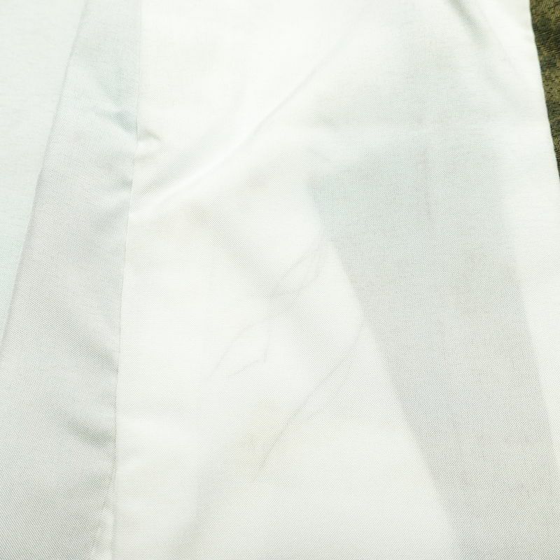 付け下げ しつけ糸付き 正絹 金彩 花柄 身丈166cm 裄丈65cm 袷仕立て 緑・うぐいす色_画像27