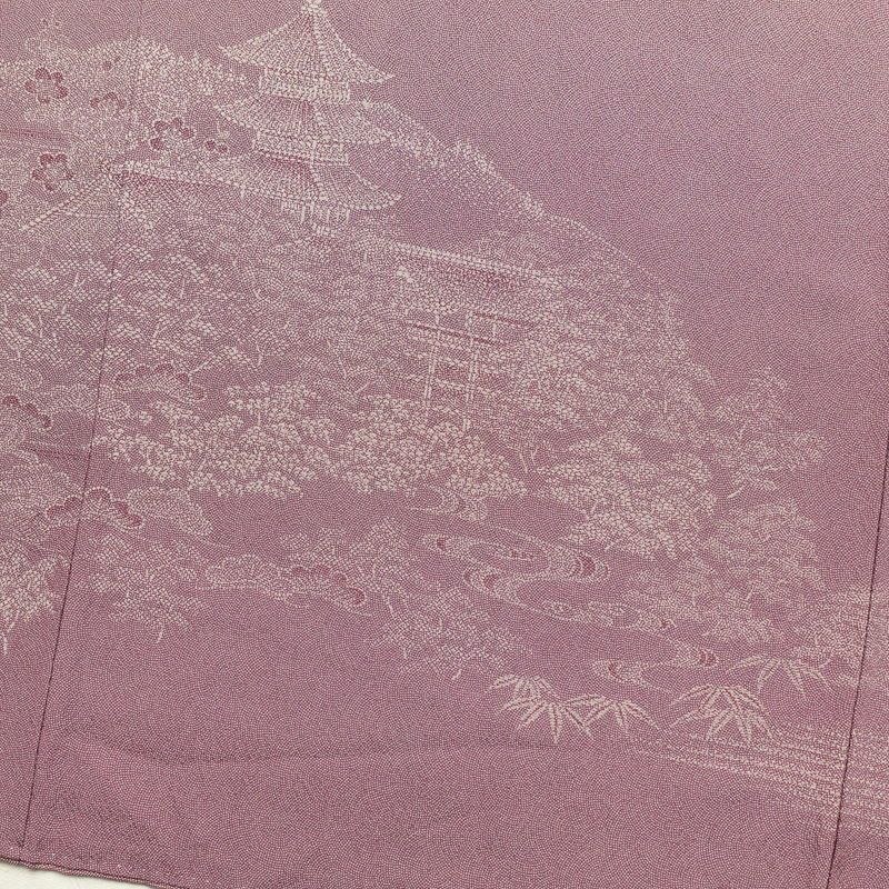 付け下げ 鮫小紋 矢田昇作 伝統工芸士伊勢錐彫士 身丈158.5cm 裄丈64.5cm 良品 縮緬 正絹 古典柄 袷仕立て 紫・藤色_画像15