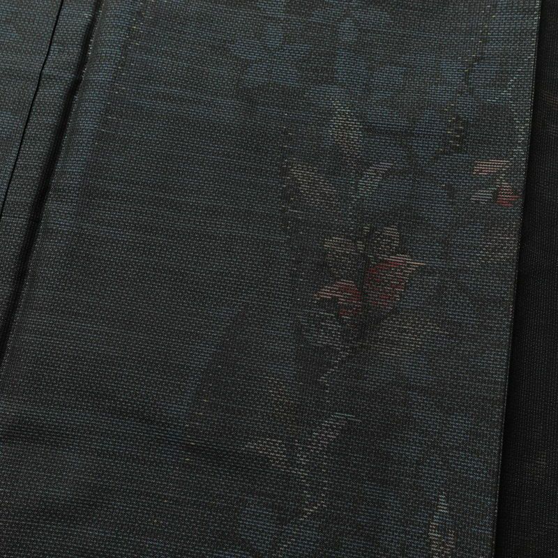 紬 良品 しつけ糸付き 紬着物 正絹 花柄 袷仕立て 青・紺_画像6
