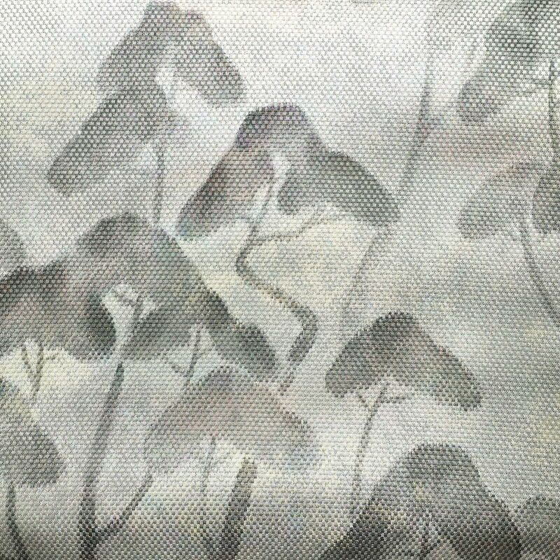 袋帯 リバーシブル 太鼓柄 良品 フォーマル用 正絹 木の葉・植物柄 鶴 グレー_画像2