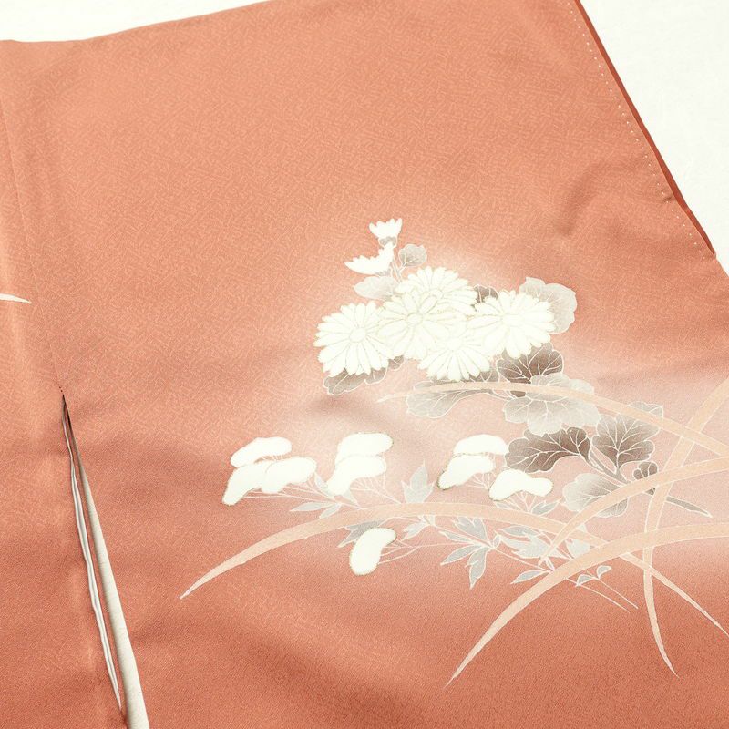 訪問着 良品 一つ紋付き 正絹 花柄 袷仕立て 身丈161cm 裄丈64.5cm 金彩 刺繍 茶_画像12