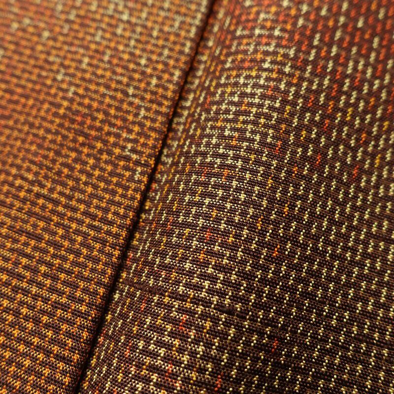 紬 正絹 その他の柄 袷仕立て 身丈159cm 裄丈64cm 	つむぎ着物 橙_画像7