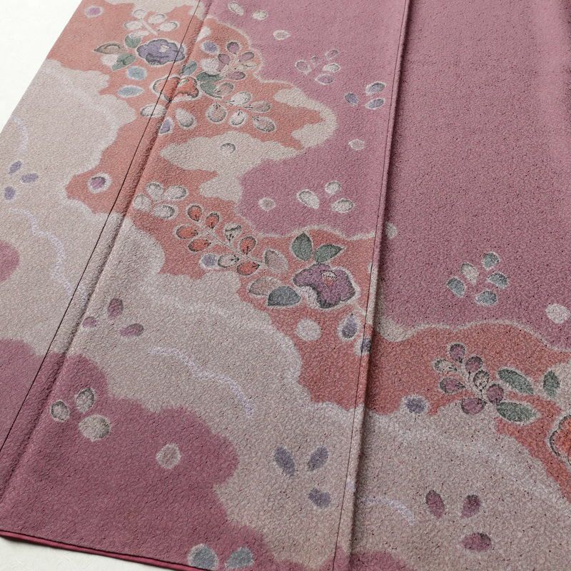 付け下げ 附下 正絹 花柄 袷仕立て 身丈164cm 裄丈65.5cm 椿 紫・藤色_画像4