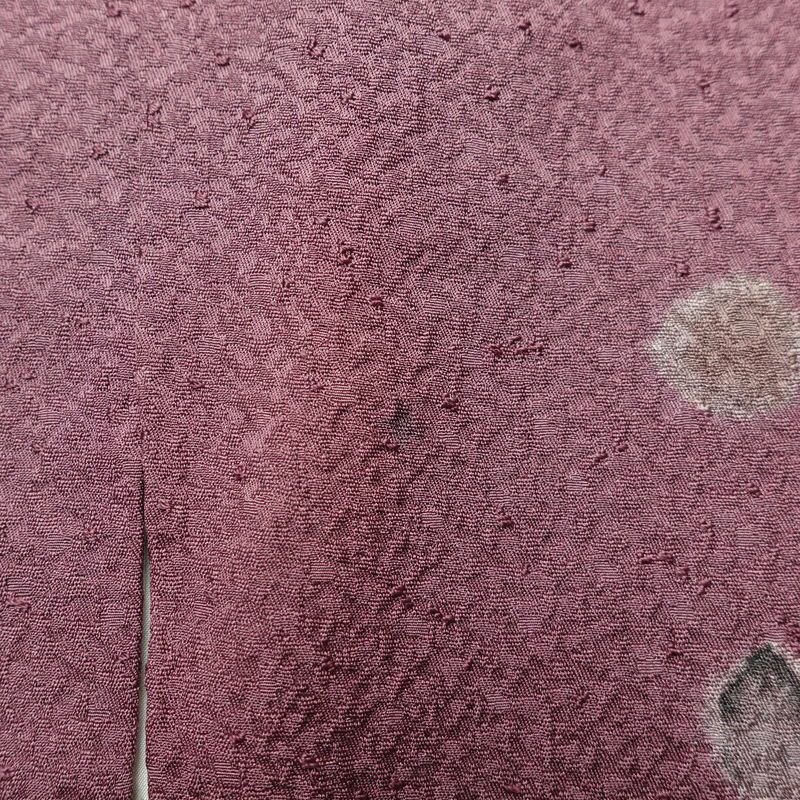 付け下げ 附下 正絹 花柄 袷仕立て 身丈164cm 裄丈65.5cm 椿 紫・藤色_画像19