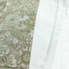 小紋 織柄小紋 良品 しつけ糸付き 正絹 花柄 袷仕立て 身丈154.5cm 裄丈65cm 緑・うぐいす色_画像15