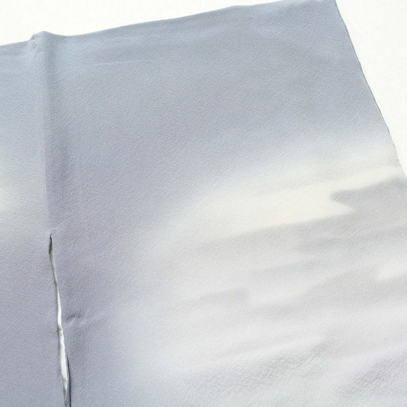 訪問着 良品 白川丈山 落款入り 縮緬 正絹 風景柄 袷仕立て 身丈154cm 裄丈64cm 青・紺_画像13