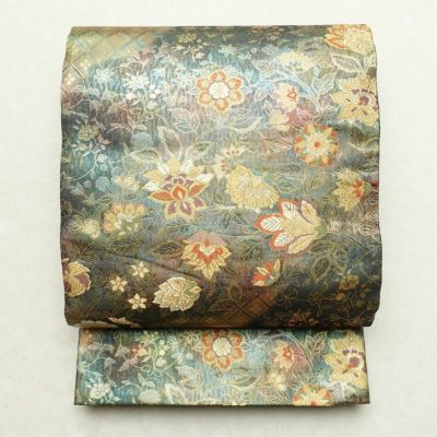 袋帯 六通柄 良品 フォーマル用 正絹 花柄 多色使い